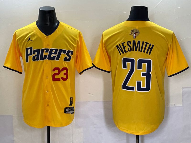 Men 2025 Indiana Pacers #23 Nesmith Yellow Joint Name NBA Jersey style 14->->NBA Jersey